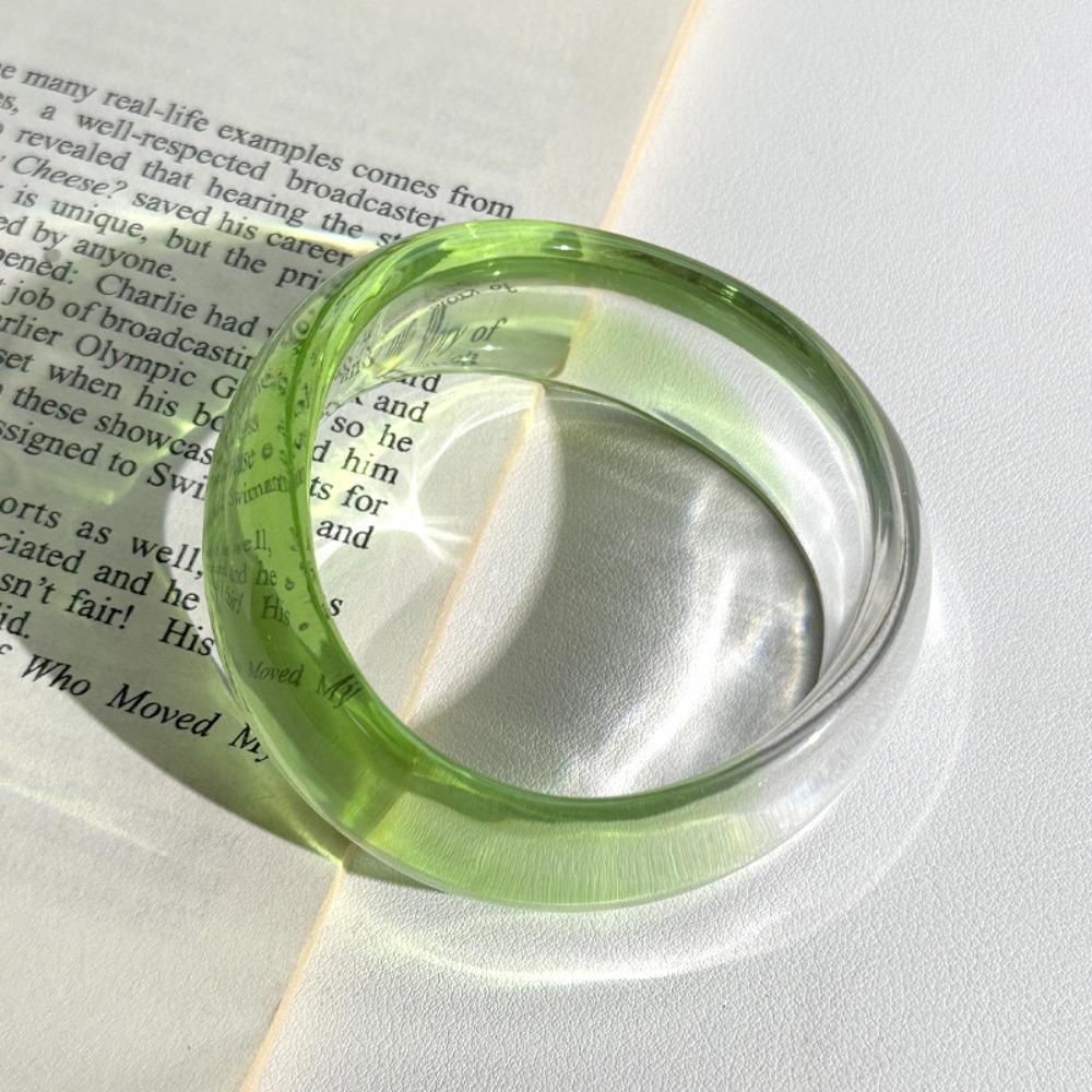 Transparent Jelly Color Wide Bracelet Gradient Geometric Irregular Bangle  Girls