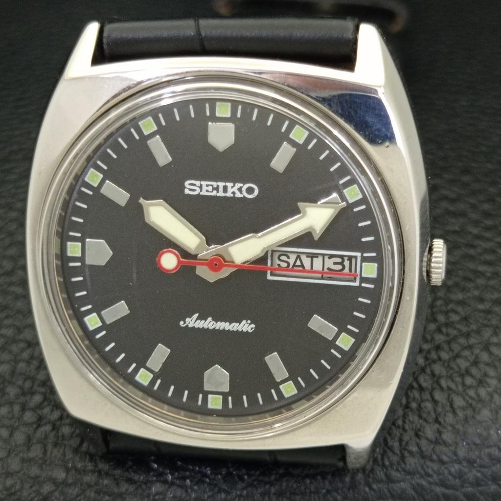 Seiko VINTAGE AUTOMATIK 6309A JAPAN HERREN SCHWARZES ZIFFERBLATT UHR a700549-5 R203-a700549