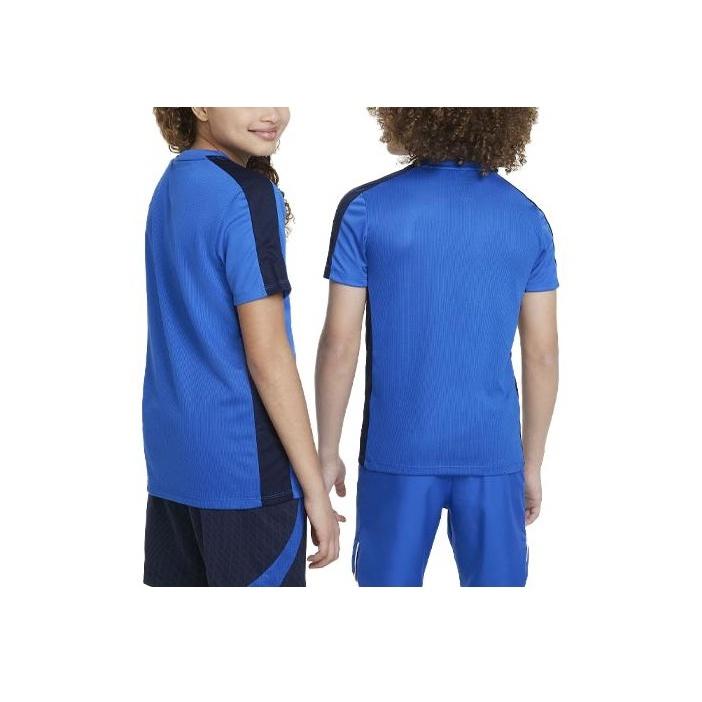Nike Dri-FIT Academy 23 Color Block Logo Embroidered Crew Neck Sports T-Shirt Kids Tops Blue DX5482-463