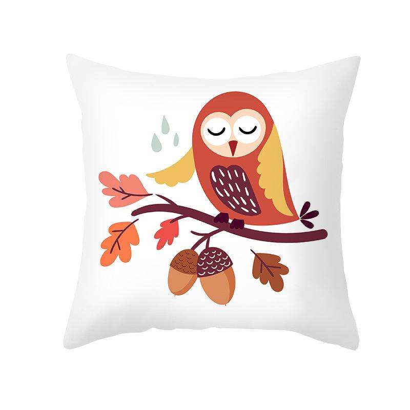 Yellow Thanksgiving Pillow Home Cartoon Animal Sofa Cushion Cover Peach Skin Office Cushion Cover
