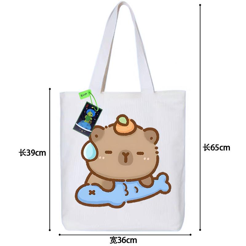 High value kapibara canvas bag anime small fresh ins simple portable handbag