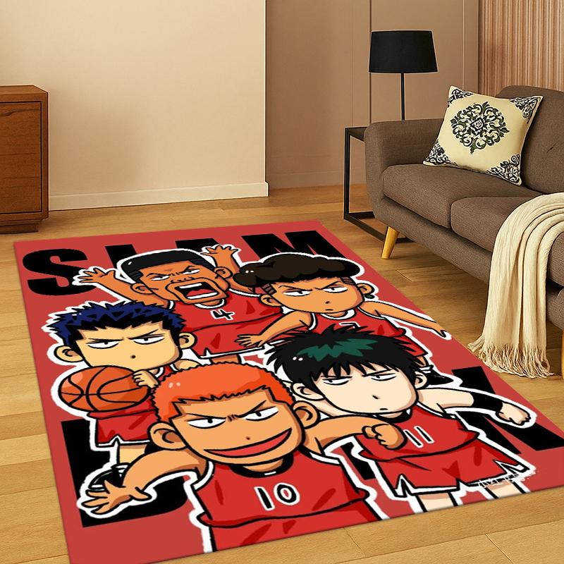 Cartoon Slam Dunk Basketball Anime Teppich für Schlafzimmer Wohnzimmer Sofa Spielzimmer Fußmatte Heimdekoration, Kinderteppich rutschfest