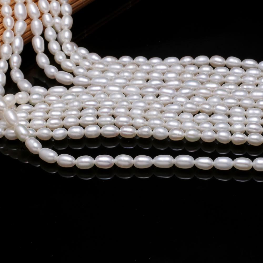 1String, White Natural Freshwater Pearls, Rice Shape AAA Pearl Beads, 4–5 Mm, for DIY Necklace Accessories, Valentine's Day Gifts, 36cm
