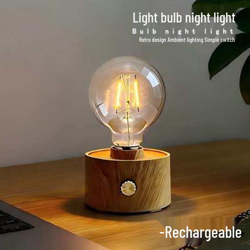 Retro LED Night Light: Rechargeable Bedside Atmosphere Lamp