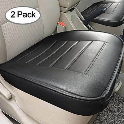 2 Pièces Coussin de Siège de Voiture, Enveloppement de Bord Entièrement Entouré Housse de Coussin de Siège Avant de Voiture pour Fournitures Automobiles Chaise de Bureau avec Cuir PU (Noir)