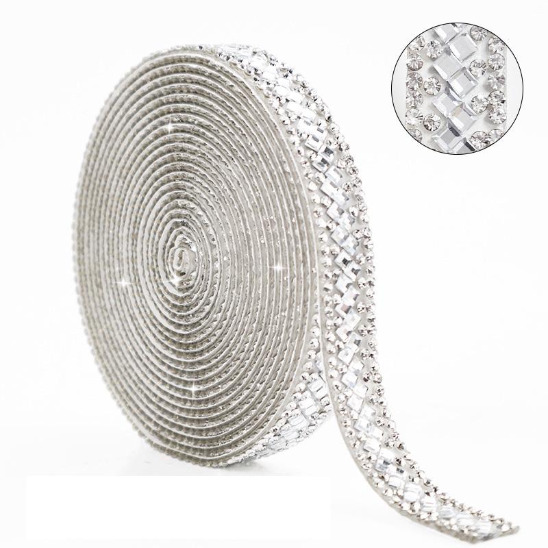 3Yards/Roll Embellishments Sparkling Rhinestone Tape Dresses Decoration Glass DIY Bag & Box Jewelry Making Parts Crystal Ribbon