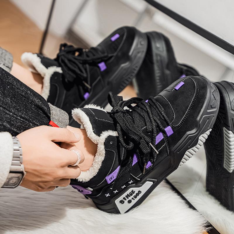 Factory Direct Supply Winter New Men's and Women's Korean Version of Casual Shoes Popular Low-top Velvet Board Shoes Wear-resistant Warm Cotton Shoes