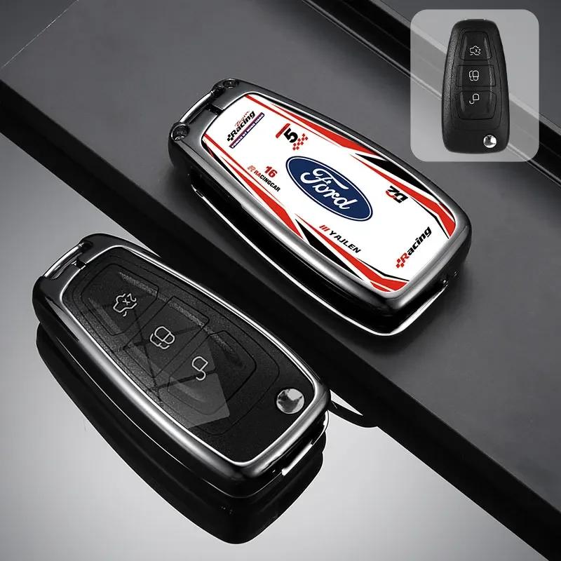 

Car Sticker Hot For Ford Car Racing Style Design Key Case Cover Shell Accessories For Ford Ranger C-Max S-Max Focus Galaxy Monde