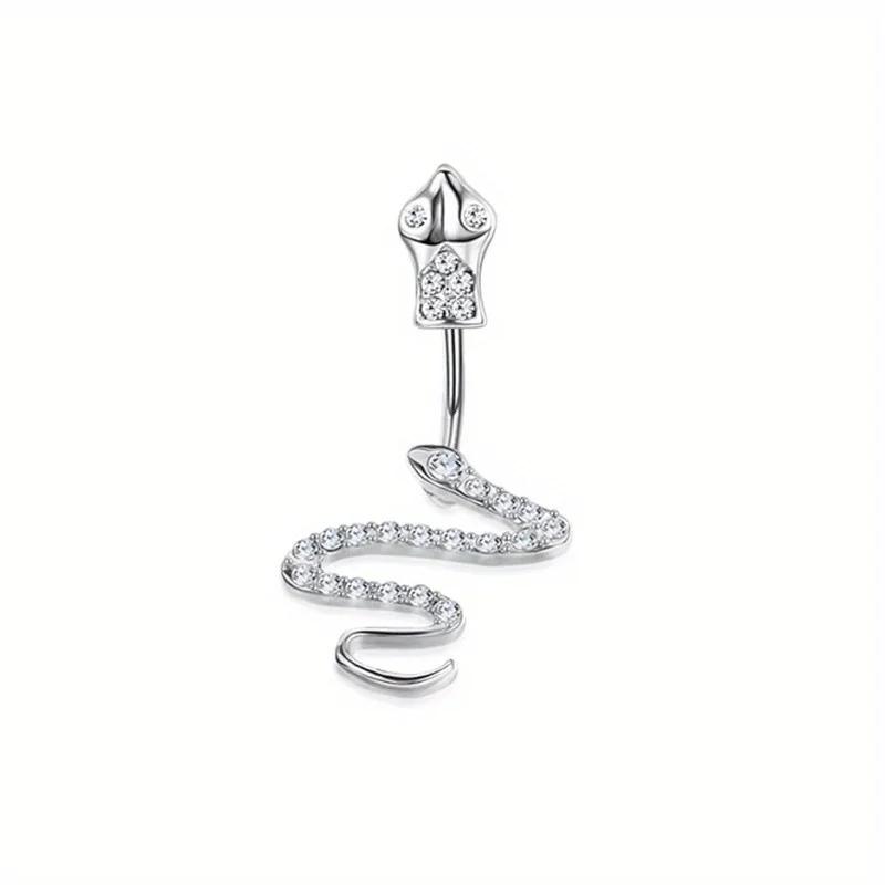 Bobisty Navel Ring 14G Heart Snake Butterfly CZ Dangling Belly Ring for Women Stunning Belly Button Piercing Jewelry