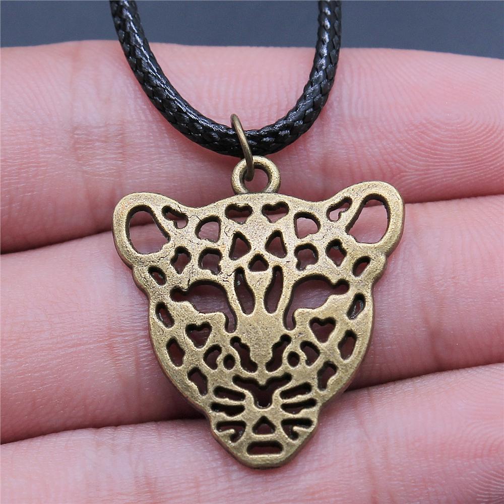Animal Black Leather Necklace Elephant Wolf Dragon Horse Gecko Lizard Pendant Necklace For Women Men Boy Girls