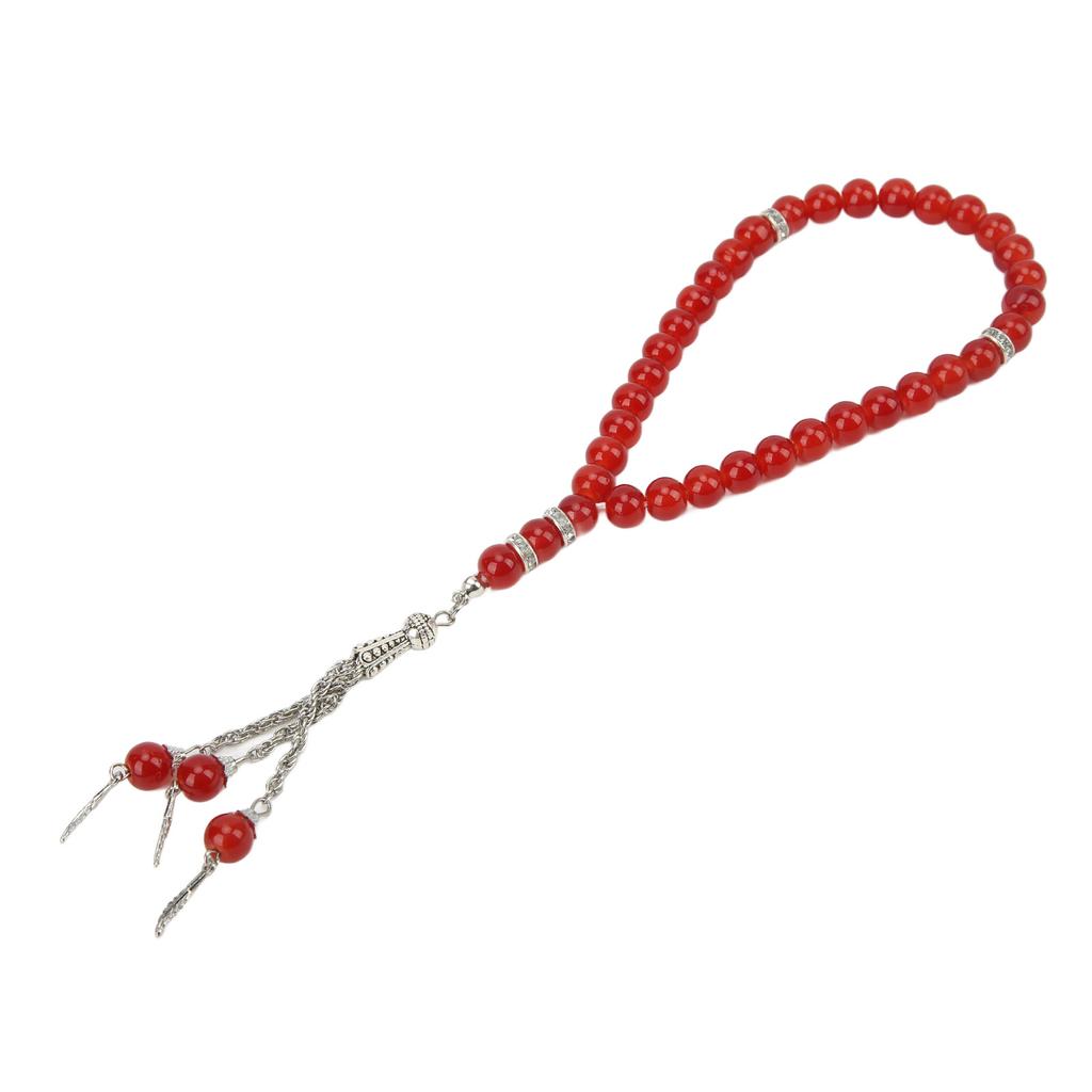 Muslim Prayer Beads Red 33 Beads Bright Beautiful Exquisite Glossy Elegant Tasbih Prayer Beads For Worship
