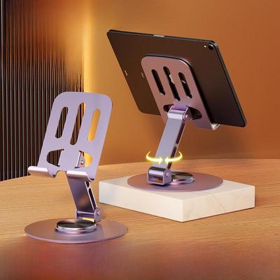 All-Metal 360° Rotating Phone & Tablet Stand, Foldable & Multi-Functional for Live Broadcasting