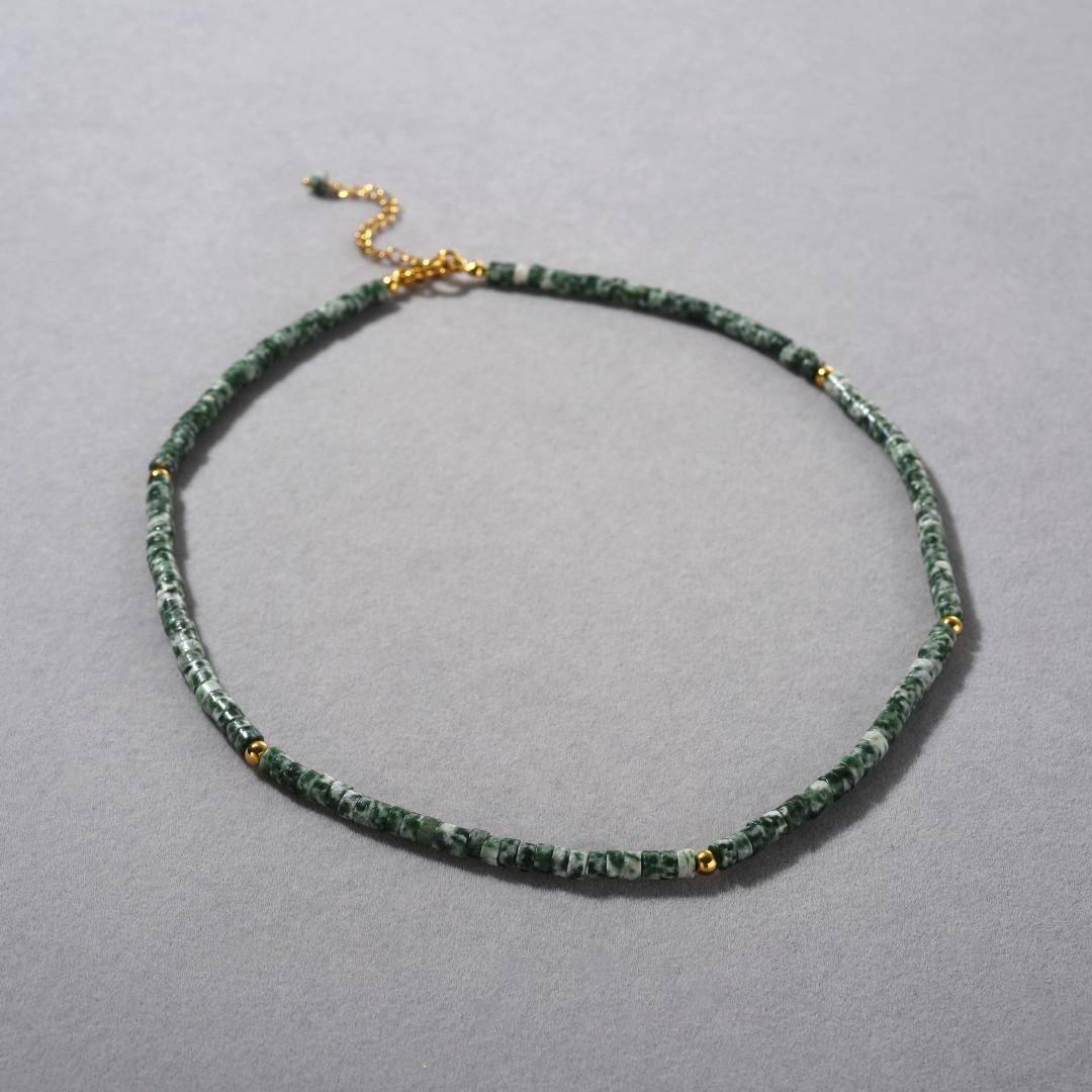 Ретро Медно-позолоченная 18K Настоящее золото Бирюзовый Бусины Ключица Цепочка Нишевый Дизайн Темперамент Уникальное Ожерелье