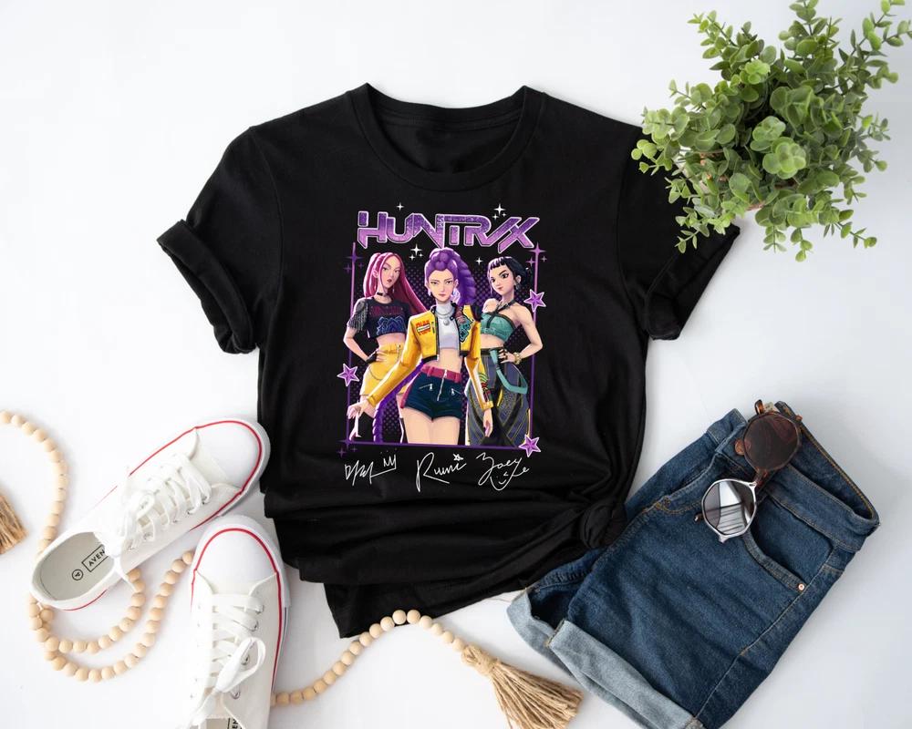 Kpop Hunters Tshirt Demon Huntrix Fan Gift Anime Cartoon Style Unisex Top Tee S