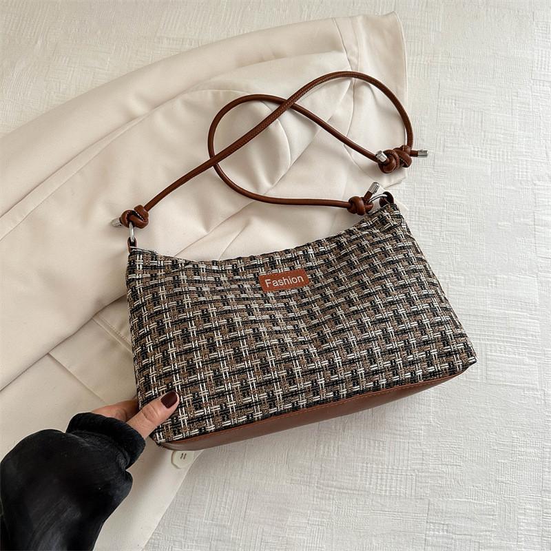 Stylish Retro Plaid Large Capacity Tote Bag For Women 2024 New Korean Trend