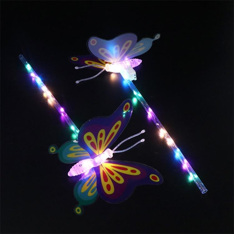 5PCS New Butterfly Fairy Wand Led Light Up Flashing Magic Wand Girls Princess Role Play Props Dollhouse Party Toys Gifts