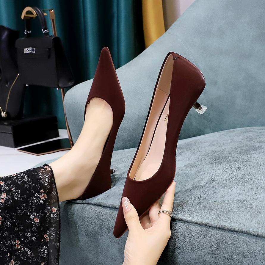 Fashionable Minimalist Sexy Banquet Women's Shoes with Thin Heels Shallow Mouth Pointed Toe, Spring Single Shoes