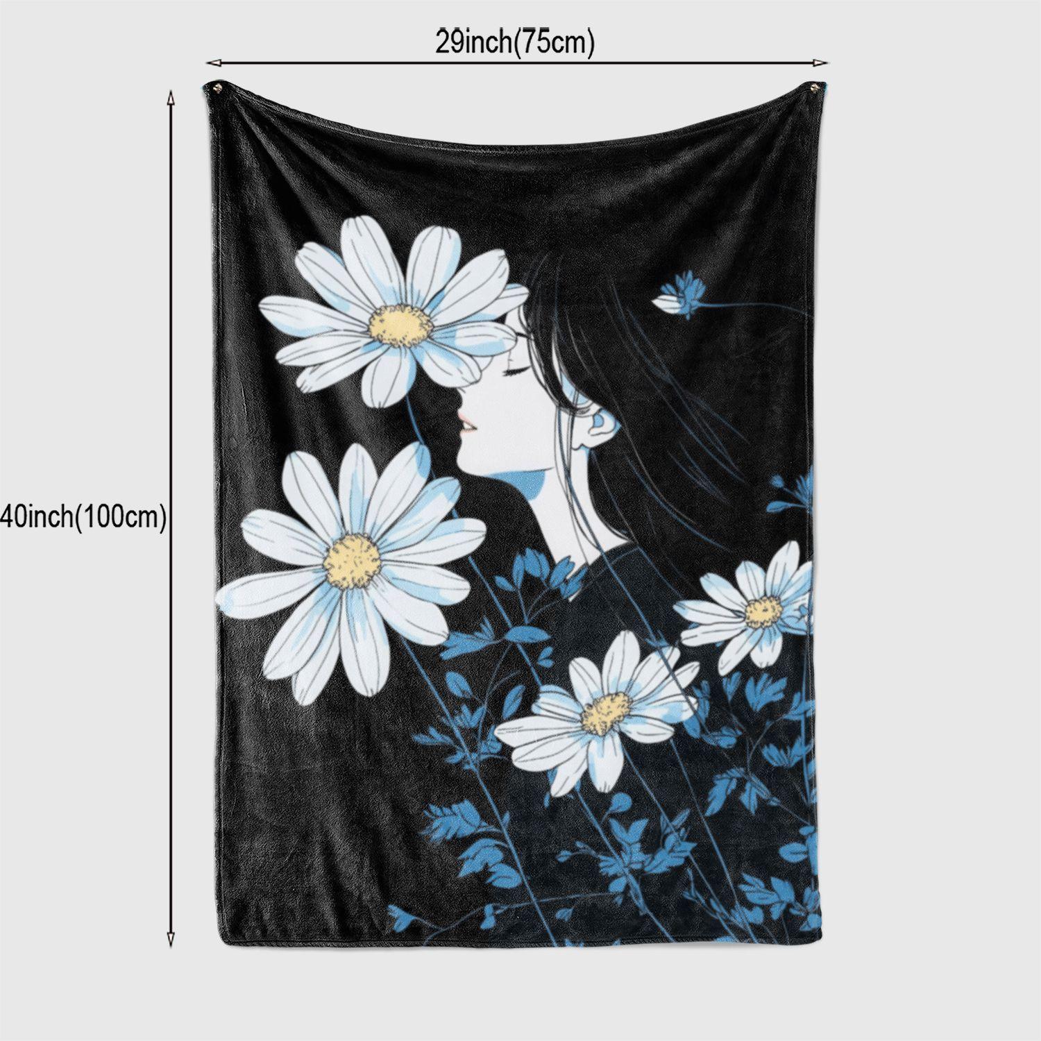 

Floral Striped Print Flannel Blanket - Perfect Gift for African Girls, Granddaughters, Daughters - Versatile Outdoor Beach Campi 130x150cm
