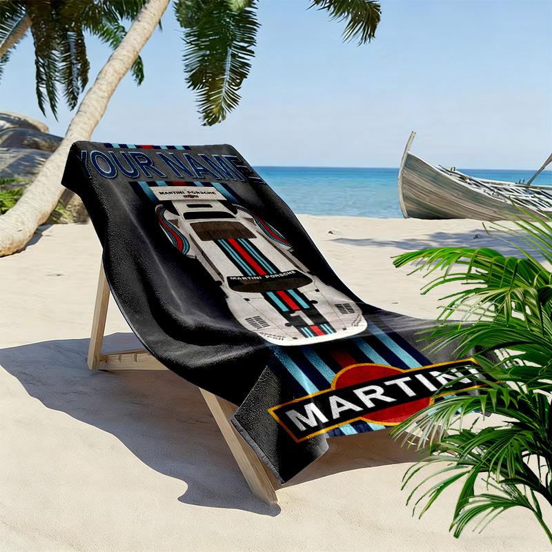 Asciugamano da Spiaggia Stampa Martini Racing con Nome Personalizzato, Grande Morbido Asciugatura Rapida per Spiaggia Campeggio Nuoto -HE229