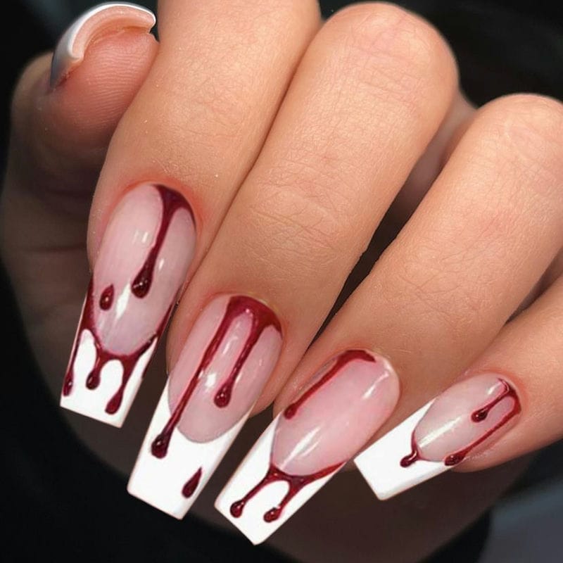 24pcs Halloween False Nails Party Cosplay Fake Nails Halloween Nail Art Acrylic Fake Nails