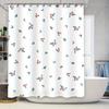 Modern Floral Print Shower Curtain Waterproof Bath Decor With 12 Hooks Set For Home Decoration In White Color (S)