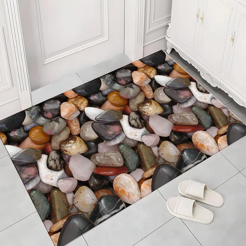 Ковры с узором Каменный пляж для спальни, гостиной, декор, 3D ковер с галькой и следами, игровой коврик для детской комнаты, нескользящий 40x60cm
