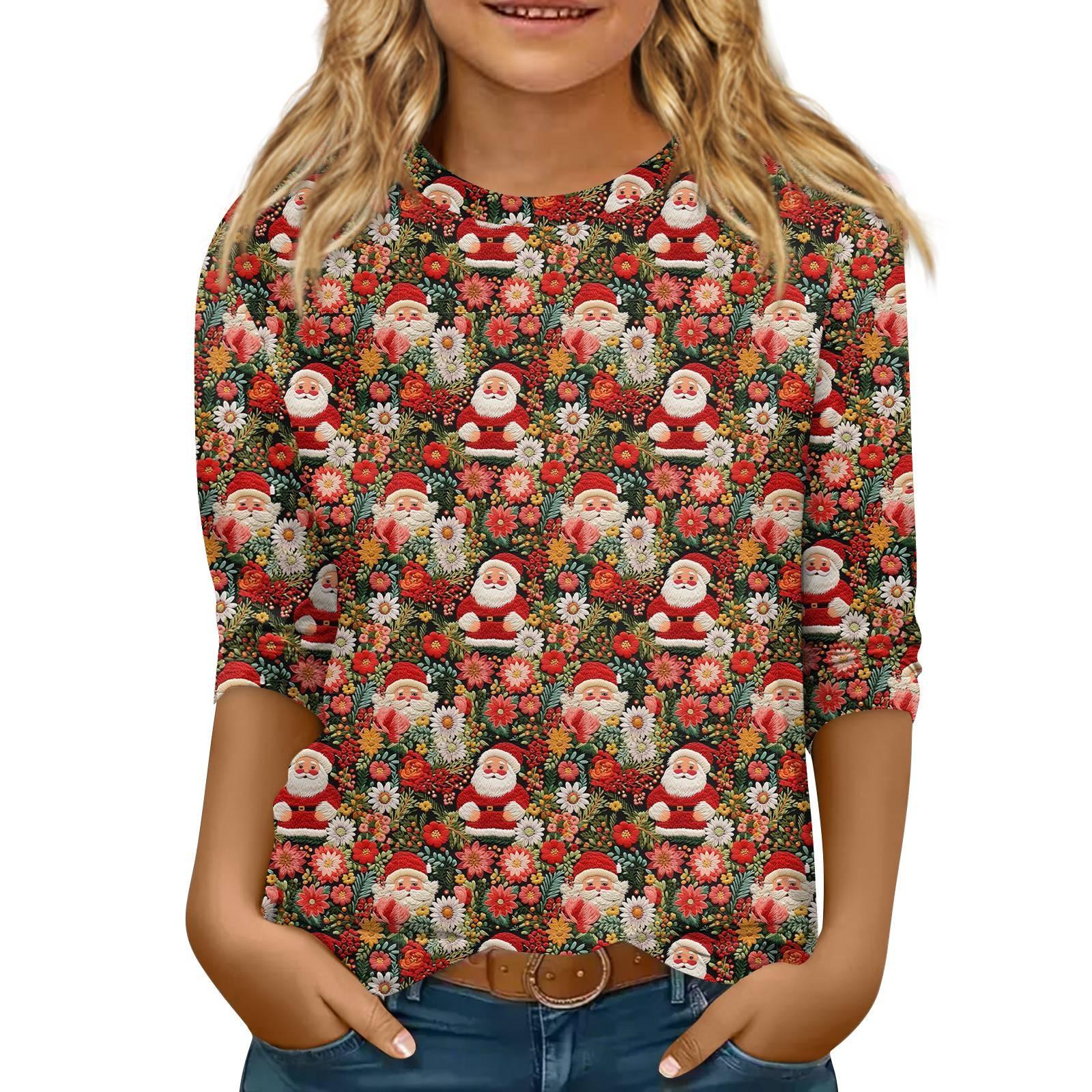 

Детская футболка с рукавом 3/4, повседневная футболка с принтом, круглый вырез, блузка-пуловер 160 красный