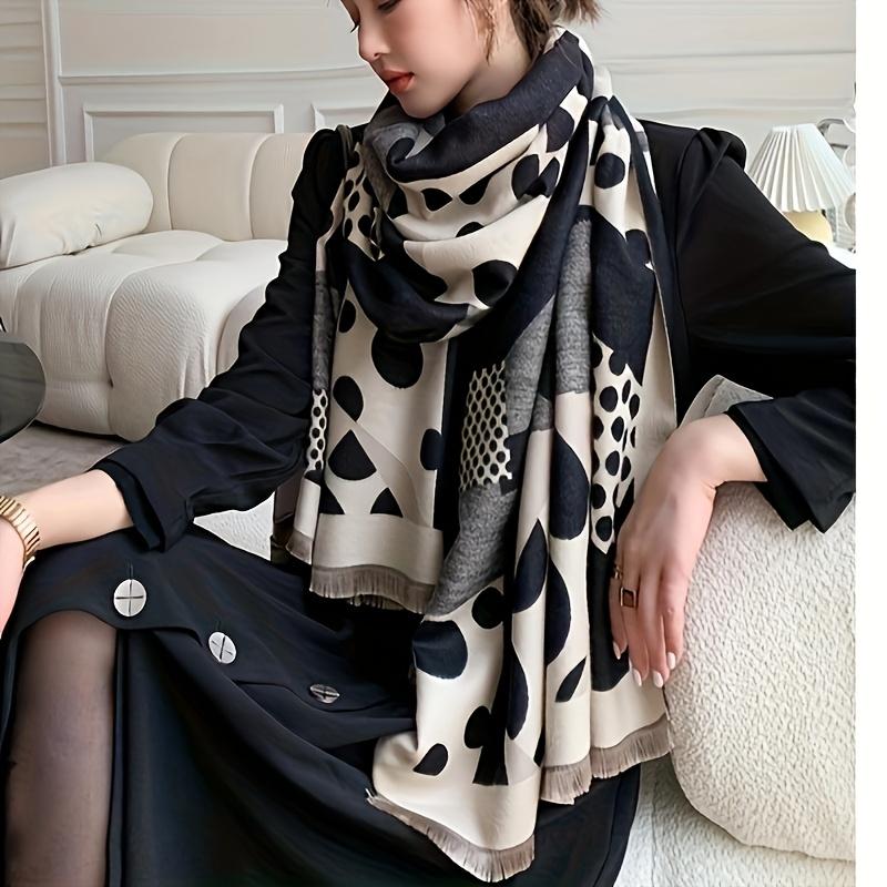 New casual polka dot scarf for women, imitation cashmere, warm and thick, long scarf that can be used as a shawl, suitable for autumn and winter as