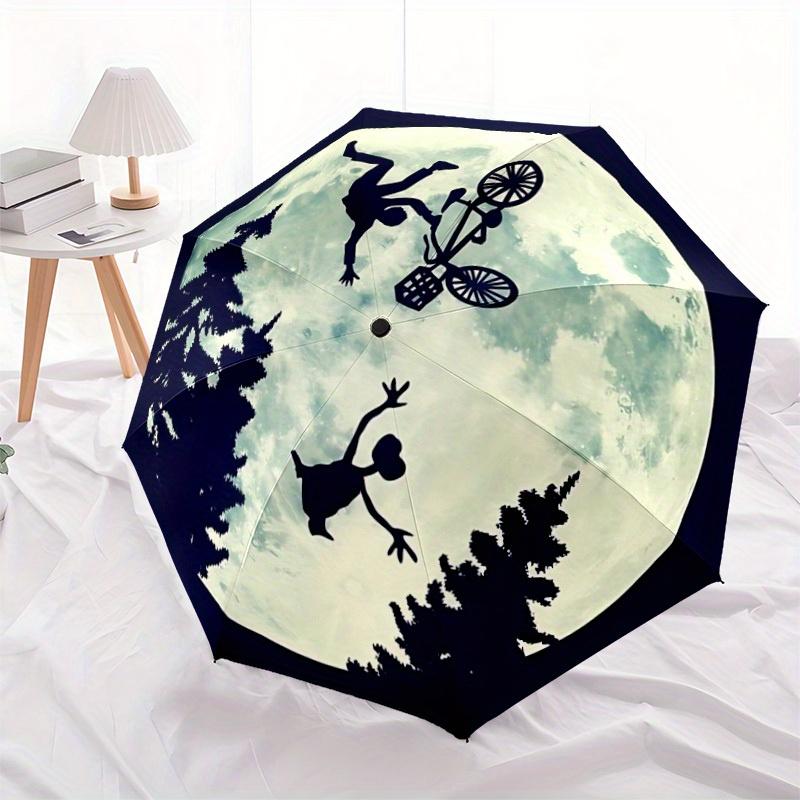 1pc Moonlight Adventure Automatic Open/close Folding Compact Umbrella, 8 Rib Sturdy Canopy, Lightweight Portable, Everyday Use, Gift,,135
