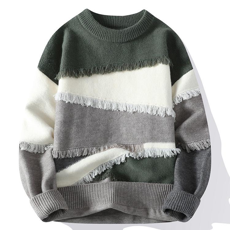 Trendy Men's Round Neck Loose Knit Sweater