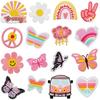 New Pink Butterfly Embroidery Cloth Sticker Cartoon Bus Patch Sticker Bag Decoration Flower Embroidery Label