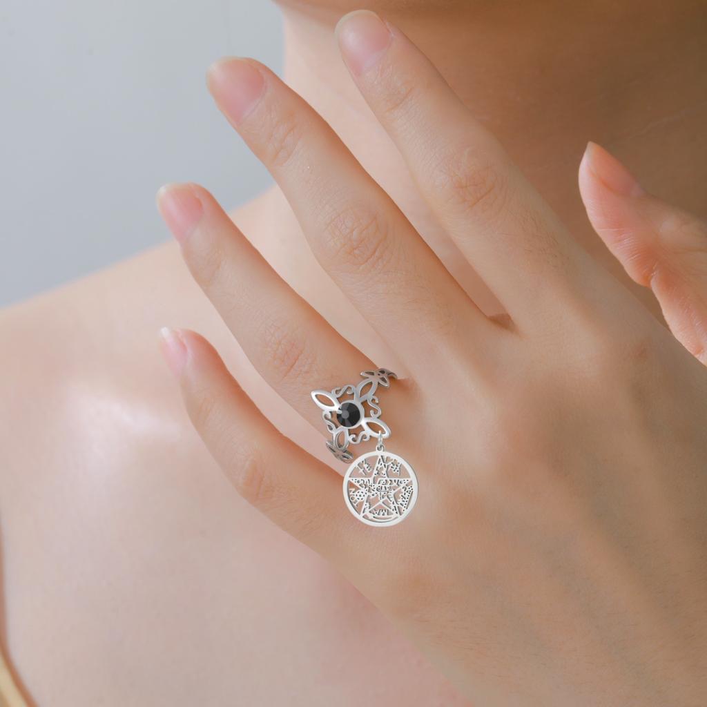 Jeshayuan Witch Knot Ring Je Hebrew Tetragrammaton Ring Witchcraft Pentagram Ring For Women Amulet Jewelry Gift