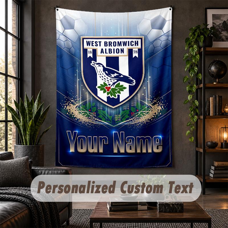 Tapiz de Pared Personalizado, Texto Personalizado del West Bromwich Albion FC, Arte de Pared de Tela Suave Para Decoración de Interiores