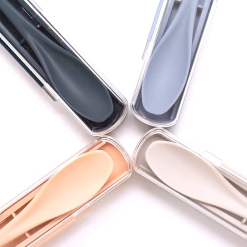 Sunny Life Design Chopsticks and Spoon Combo Set for Lunch Boxes, Dishwasher Safe, TAB.LAB Tip, Antibacterial Finish, Navy, Made In Japan
