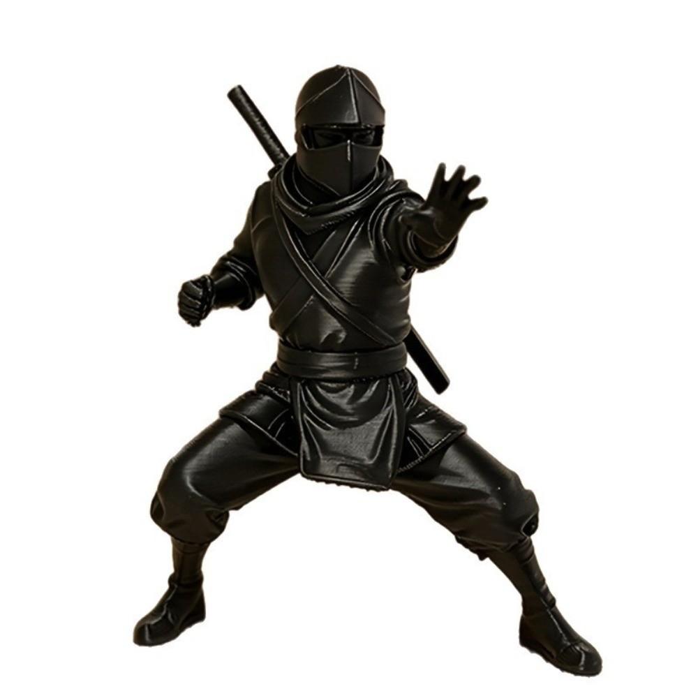 Sitting Pose Warrior Figurine 3D Printed Samurai Sculpture Creative Ninja Ornaments Home