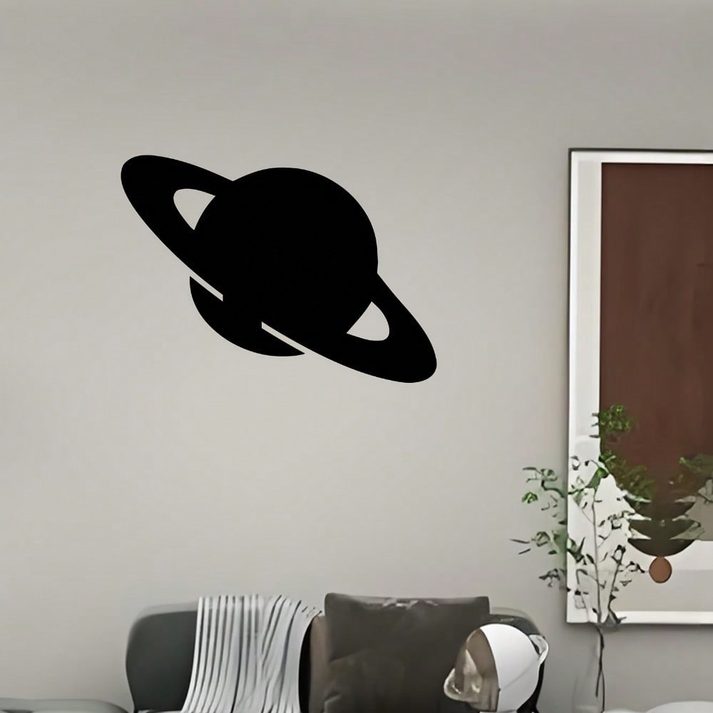 Minimalist Saturn Metal Wall Art, Powder-Coated Planet Decor Gift