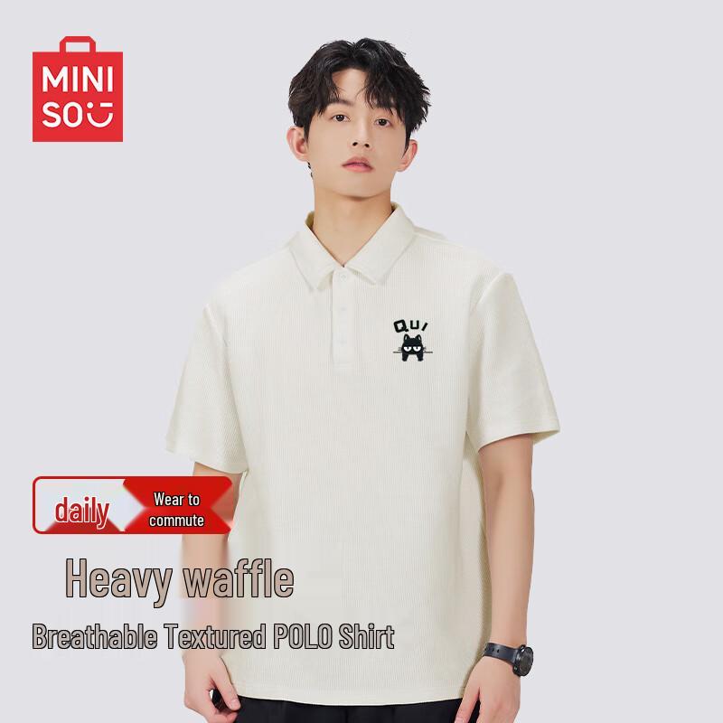 MINISO Men s Summer Waffle Knit Polo Shirt M