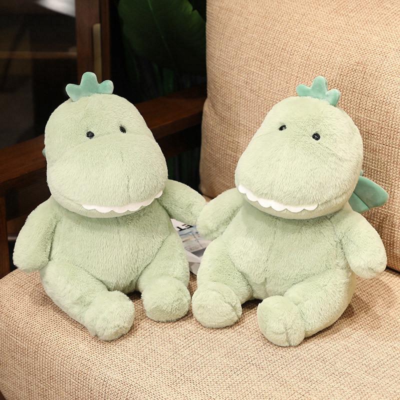 Cute Dinosaur Sitting Plush Cartoon Boy Sleeping In Bed Accompanied By Doll Gift
