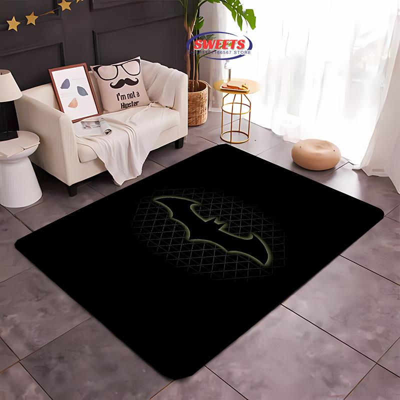 Tappeto Classico DC Batman, Logo Batman Soggiorno Camera da Letto Bambini Tappetino da Letto, Tappeto Confortevole Antiscivolo Resistente, Tappeto Lavabile in Lavatrice