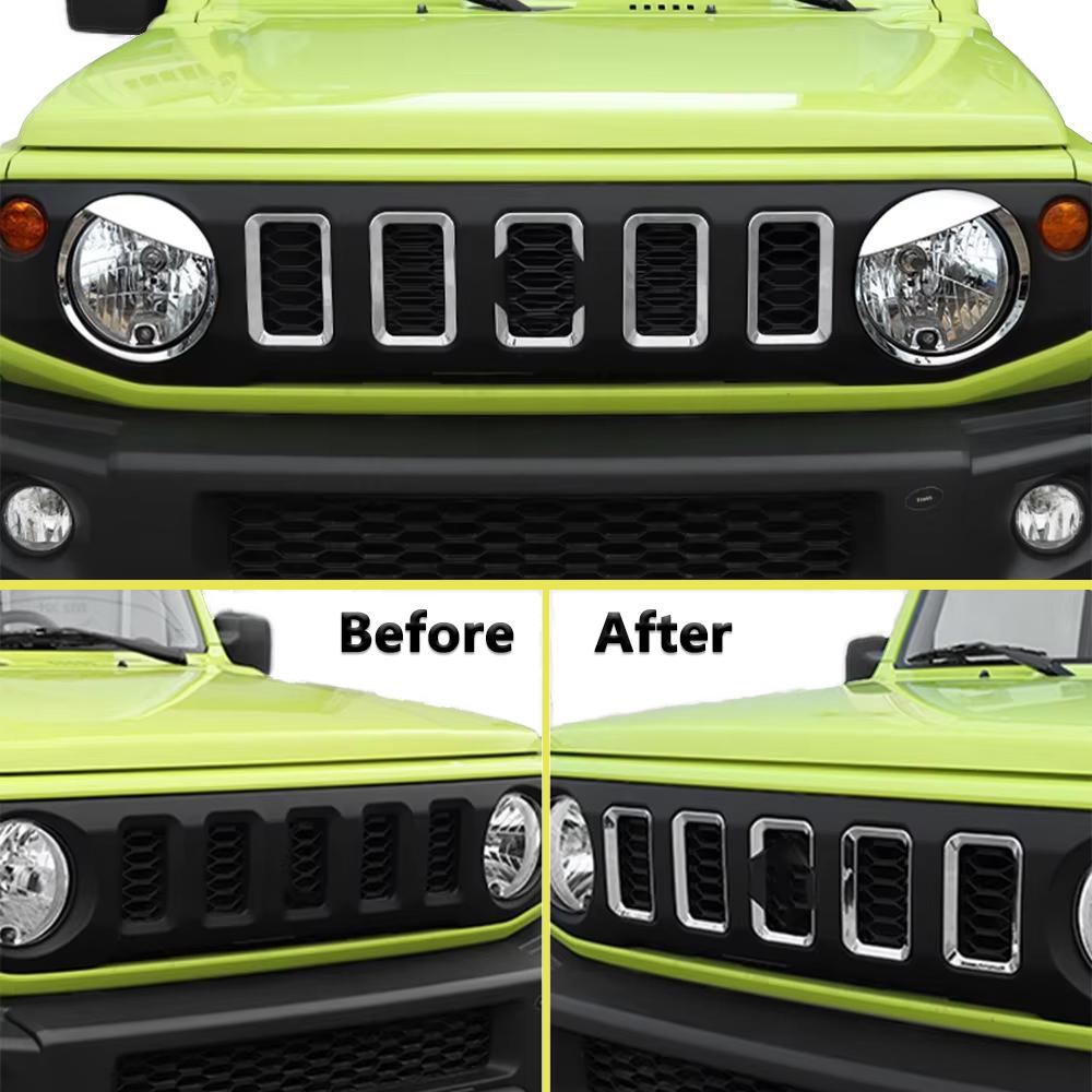 Car Front Bumper Grills Decoration Cover Trim for Suzuki Jimny 2019 2020 2026-2026 Grille Mesh Frame Exterior Car Accessories