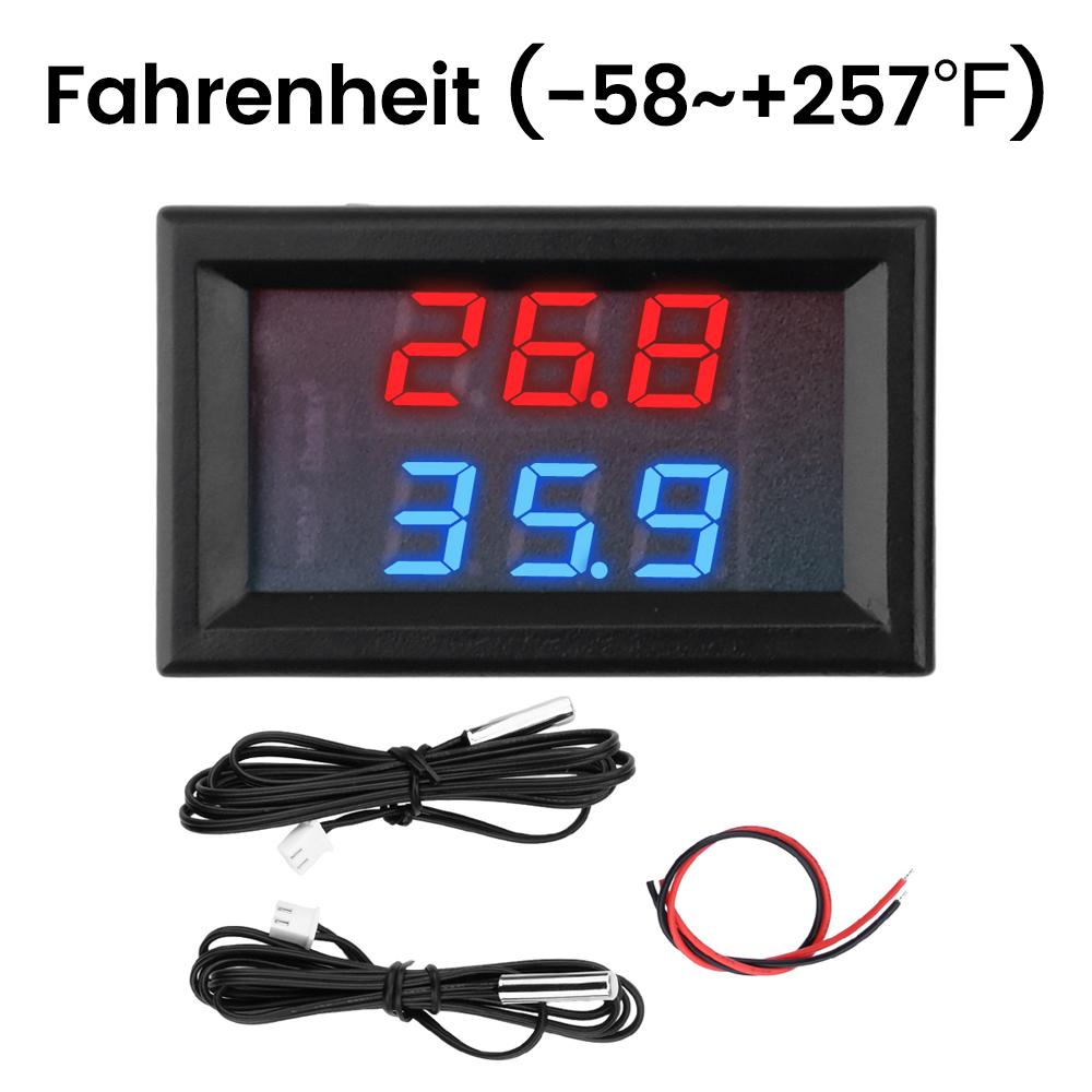 

DC 5-80V LED Digital Display Thermometer With Dual NTC Metal Waterproof Probe Temperature Sensor On Board Thermometer -50~+125℃