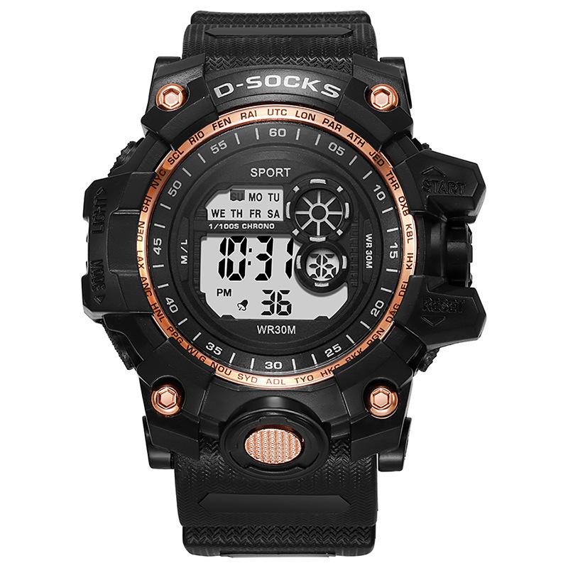

Черные цифровые часы для мужчин Спортивные часы Водонепроницаемые Наружные Хронограф Стрелочные часы G-Shock Студенческие Наручные часы оранжевый
