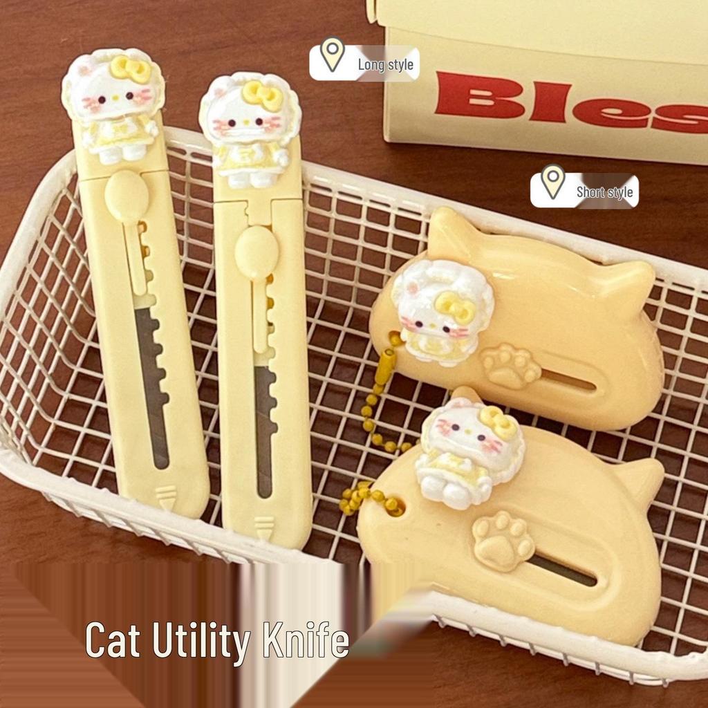 Cute Cat Craft Knife for Packages, Scrapbooking, & Paper Cutting - Portable Ice Cream Style