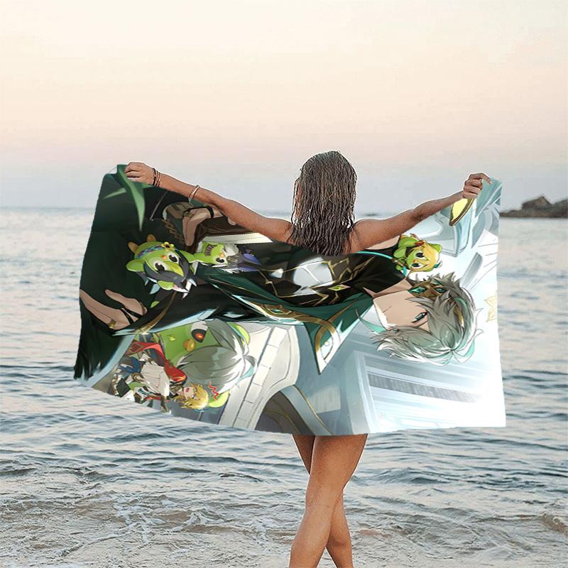 1pc Genshin Impact Alhaitham2 Beach Towel, Beach and Seaside Swimming Pool Equipment, Fashion Pattern, Rectangular, Travel Essentials