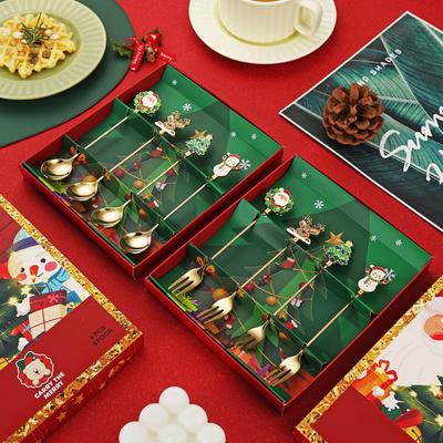Christmas Cutlery Gift Box, 304 Stainless Steel Spoon And Fork Set, Dessert Spoon And Fork, Christmas Gift.