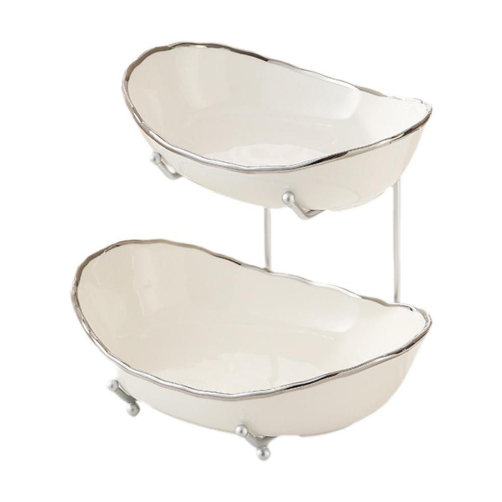 Ceramic Fruit Bowl for Kitchen Counter Porcelain Multi Layer Modern Fruit Holder for Candy Cake Snack Kitchen Vegetable Storage