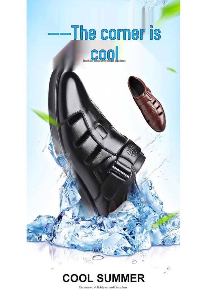 Men's 2025 Summer Closed-Toe Leather Sandals – Breathable, Hollowed Design, Perfect for Elderly Dads