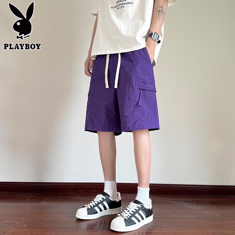 PLAYBOY Men s Summer Ice Silk Loose Casual Shorts 8XL