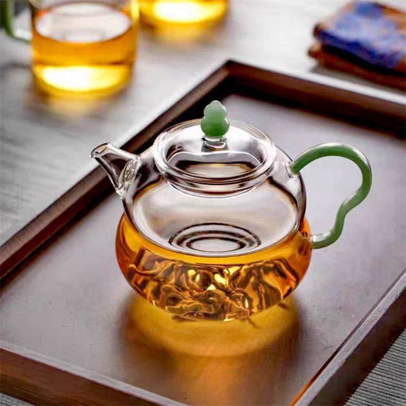 

Small Capacity 200ml Gourd Shaped Heat Resistant Glass Teapot Kungfu Tea Set Brewing Green Tea Pot Teaware чистий