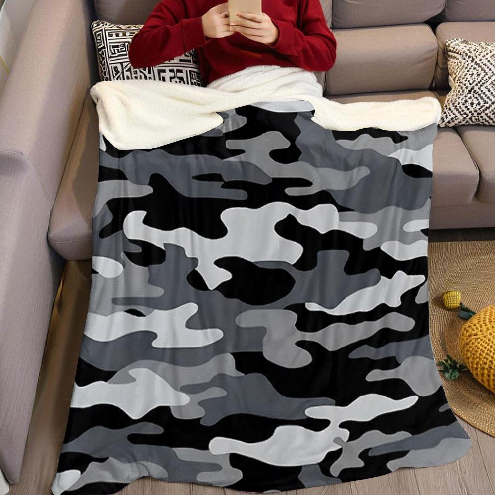 Multicolor Pastel Camo Flannel Blanket Perfect for Sofa Office Bed Travel Sleep Read Relax Camping four season use